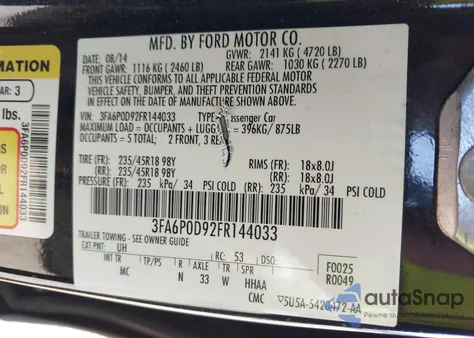 2015 Ford Fusion Titanium из США, поврежденный, VIN 3FA6P0D92FR144033